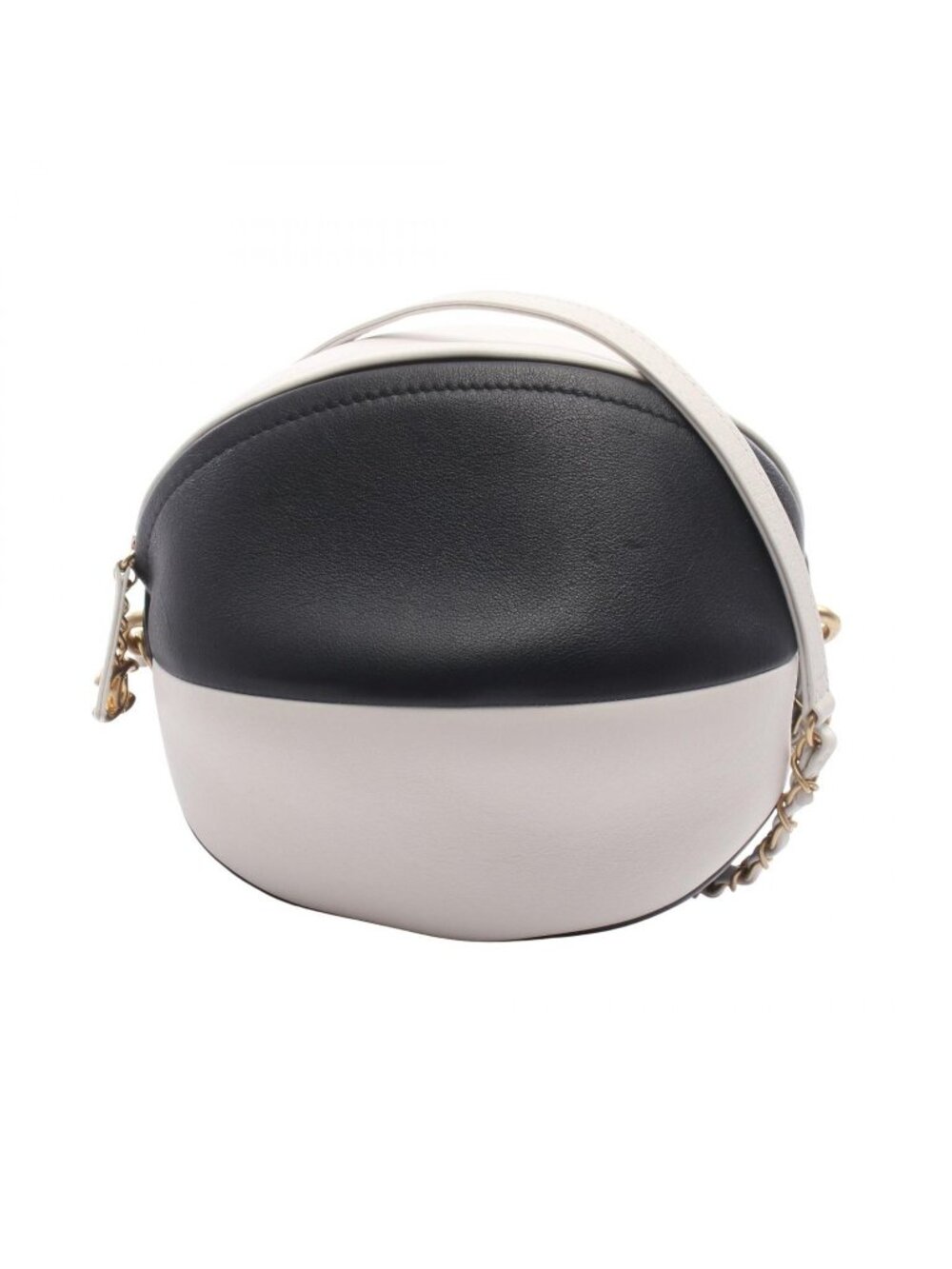 Chanel Shoulder Bag Beach Ball Black White Leather Chain